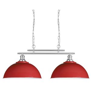 Fusion - 2 Light Ceiling Bar, Satin Silver, Red Shades