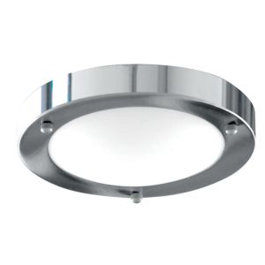 Bathroom IP44 1 Light - 31Cm Chrome Domed Wht Glass Flush