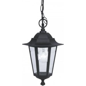 Laterna 4, 1 Light E27 IP44 Outdoor Adjustable Cast Black Aluminium Pendant With Clear Glass