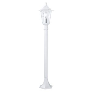 Laterna 5, 1 Light E27 Outdoor IP44 White Cast Aluminium Post With Clear Glass