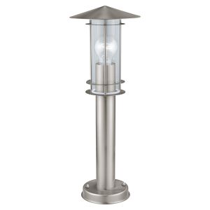 Lisio 1 Light E27 Outdoor Pedestal Stainless Steel With Clear Glass IP44