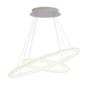 Circle LED 2 Oval Ring Ceiling Pendant, Chrome, Clear Crystal