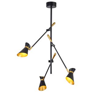 Spotlight - Diablo 3 Light LED Ceiling, Matt Black And Gold