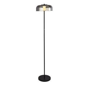 Single LED Floor Lamp Matt Black/Smoked Glass Finish