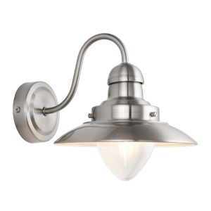 Mendip 1 Light E27 Satin Nickel Wall Light C/W With Clear Glass Shade