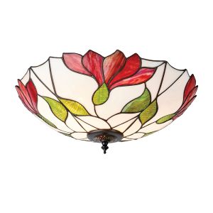 Botanica 2 Light E27 Dark Bronze 45cm Flush Fitting C/W Brontel Design Tiffany Shade