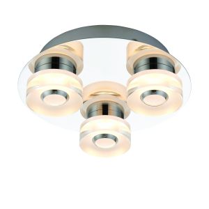 Rita 3 LIGHT 3 x 6W Integral LED 3000K, 804lm Polished Chrome IP44 RGB Flush Bathroom Flush Light