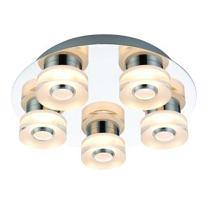 Rita 5 LIGHT 5 x 6W Integral LED 3000K, 925lm Polished Chrome IP44 RGB Flush Bathroom Flush Light