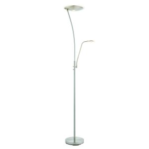 Alassio 2 Light 18W & 6W 3000K 1150lm Integrated LED Satin Nickel Mother & Child Floor Lamp