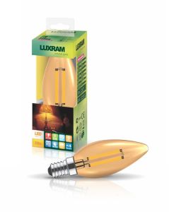 Value Vintage LED Candle E14 230V 2W 2200K Gold Glass