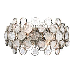 Marella 2 Light E14 Bright Nickel Wall Light Filled With Ornate Hand Made Clear Glass Medallions
