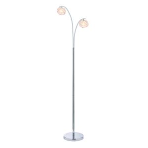 Talisbon 2 Light G9 Polished Chrome Floor Lamp With Inline Foot Switch & Clusters Of  Inter-Linked Clear Glass Crystals
