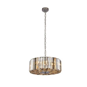 Chapeau 4 Light E14 Adjustable Pendant Amber, Smoke With Clear Crystal