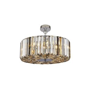 Chapeau 5 Light e14 Pendant Adjustable Amber, Smoke And Clear Crystal