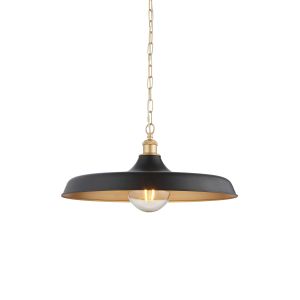 Parina 1 Light E27 Matt Black & Satin Gold Adjustable Mid Century Ceiling pendant