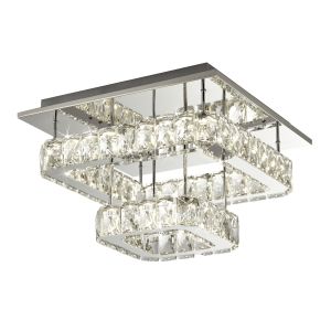 Crystal Glass 2 Tier LED Chrome Flush Fitting