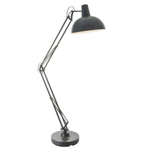 Marshall 1 Light E27 Slate Grey & Satin White Inner Shade Floor Lamp