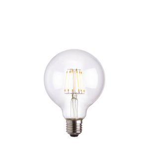 6W E27 Clear Dimmable LED Filament 95mm Globe Bulb, 2700K 600 Lumens