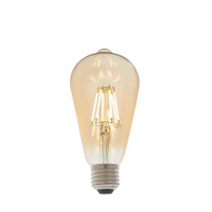 6W E27 Amber Tinted Dimmable LED Filament Pear Shaped Bulb, 1800K 550 Lumens