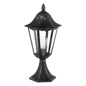 Navedo 1 Light E27 Outdoor IP44 Pedestal Black With Clear Glass