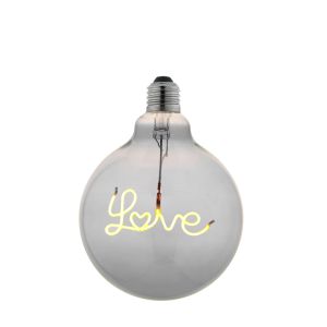 2W E27 Smoke Tinted LED LOVE Down Filament 125mm Globe Bulb, 2200K 70 Lumens