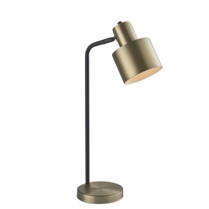 Mayfield 1 Light E27 Matt Antique Brass & Matt Black Industrial Style Task Lamp With Switch