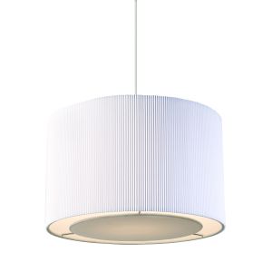 Endon 96043-WH Colette Single Pendant White Fabric/Polished Chrome Finish