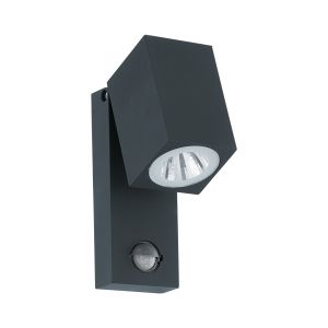 Sakeda 1 Light LED Integrated Outdoor IP44 Anthracite Adjustable Wall Light With PIR Sensor