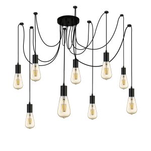 Squiggle 9 Light Pendant Black