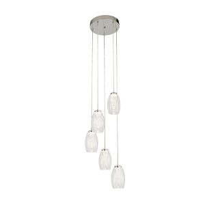 5 Light Multi Drop LED Pendant With Clear Glass
