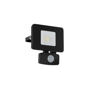 Faedo 3, 1 Light 10W LED Integrated Outdoor IP65 PIR Sensor Adjustable Wall/Flood Light Black With Clear Glass