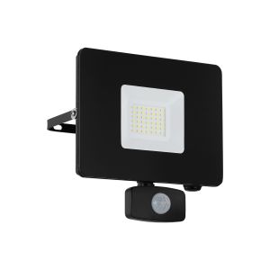 Faedo 3, 1 Light 30W LED Integrated Outdoor IP65 PIR Sensor Wall Adjustable Floor Light Black With Clear Glass