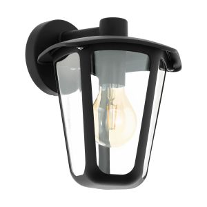 Monreale 1 Light E27 Outdoor IP44 Down Wall Light Black With Plastic Transparent Panels