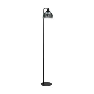 Beleser 1 Light E27 Black Floor Lamp With Black Transparent Glass Shades With Foot Switch