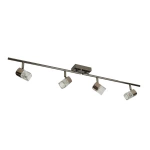 LED Blocs - 4 Light Spotlight Split-Bar, Black Chrome, Clear Glass (Ice Cube)