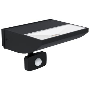 Sorranaro 1 Light LED Integrated Outdoor PIR Sensor Black Wall Light With Plastic Diffuser