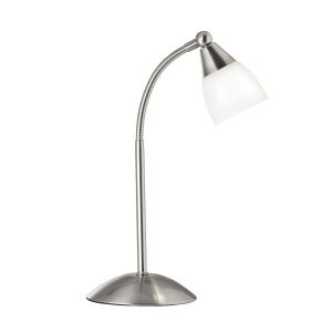 Touch Table Lamp Satin Silver - White Glass
