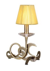 Acanto Table Lamp 1 Light E14, Antique Brass With Amber Ccrain Shade