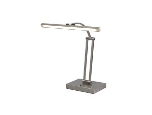 Actea 1 Arm Table Lamp. 1 x 6W LED, 3000K, 470lm, Satin Nickel, 3yrs Warranty