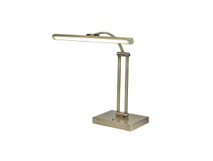 Actea 1 Arm Table Lamp. 1 x 6W LED, 3000K, 470lm, Antique Brass, 3yrs Warranty