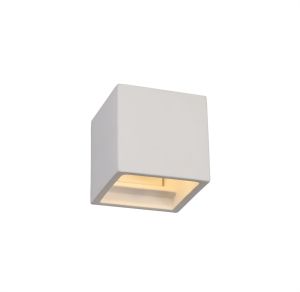 Alina Square Wall Lamp, 1 x G9, White Paintable Gypsum