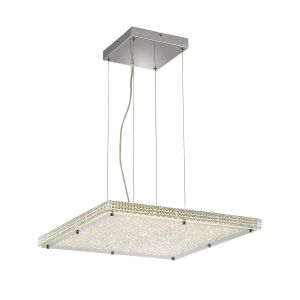 Amelisbon Square Pendant 44W 3900lm LED 4000K Stainless Steel/Crystal, 3yrs Warranty