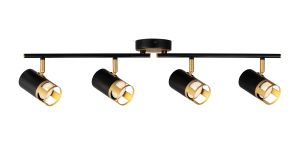 Ankeny 4 Light Linear Bar Spotlight GU10, Black / Painted Gold
