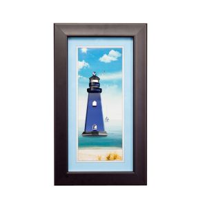 (DH) Aqua Lighthouse, Black Frame, Clear, Blue Crystal