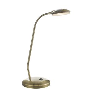 Aria 1 Light 5W Integrated LED 262lm Antique Brass Adjustable Neck Desk Lamp With Rocker Switch