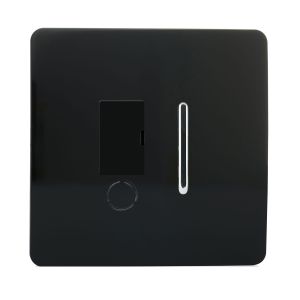 Trendi, Artistic Modern Switch Fused Spur 13A With Flex Outlet Gloss Black Finish, BRITISH MADE, (35mm Back Box Required), 5yrs Warranty