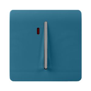 Trendi, Artistic Modern 45 Amp Neon Insert Double Pole Switch Ocean Blue Finish, BRITISH MADE, (35mm Back Box Required), 5yrs Warranty