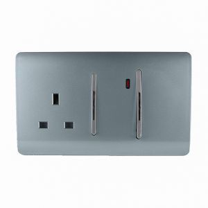 Trendi, Artistic Modern Cooker Control Panel 13amp with 45amp Switch Cool Grey Finish, BRITISH MADE, (47mm Back Box Required), 5yrs Warranty