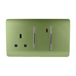 Trendi, Artistic Modern Cooker Control Panel 13amp with 45amp Switch Moss Green Finish, BRITISH MADE, (47mm Back Box Required), 5yrs Warranty