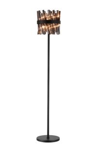 Asner 8 Light G9, Floor Lamp, Satin Black / Smoke